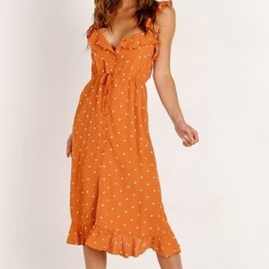 For Love & Lemons
Natalia Dot Midi Dress Copper Dot